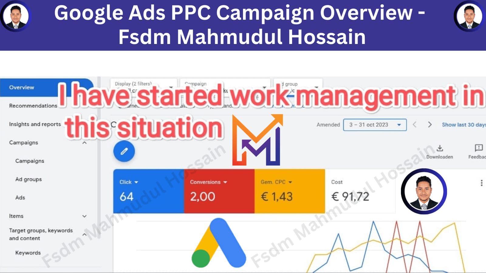 Campaign overview, White-Label Google Ads work by Mahmudul Hossain
